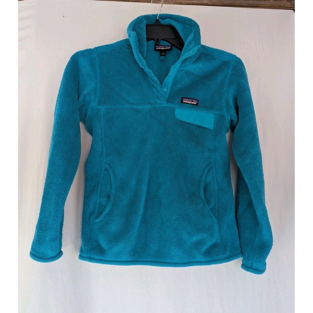 Rare Vintage PATAGONIA Re-Tool Pullover Fleece Sweatshirt Blue Teal Women's S